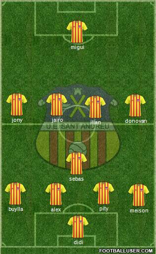 U.E. Sant Andreu 4-1-4-1 football formation