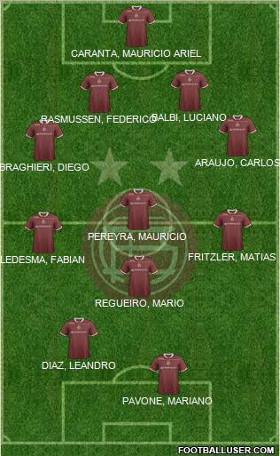 Lanús 4-3-1-2 football formation