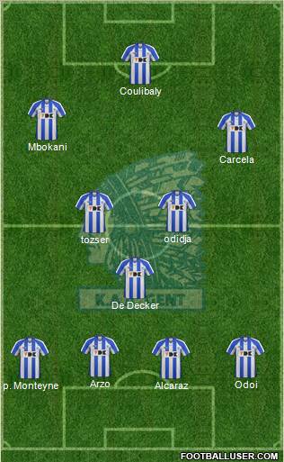 KAA Gent 4-1-2-3 football formation