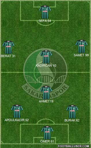 Sakaryaspor A.S. 3-4-2-1 football formation