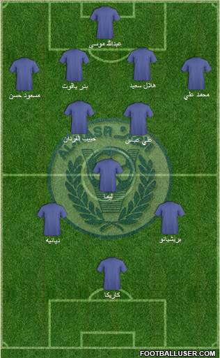Al-Nassr (UAE) 4-2-3-1 football formation