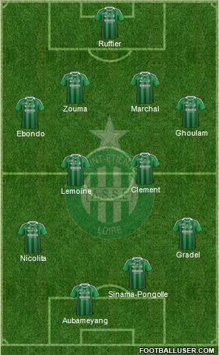 A.S. Saint-Etienne 4-4-1-1 football formation