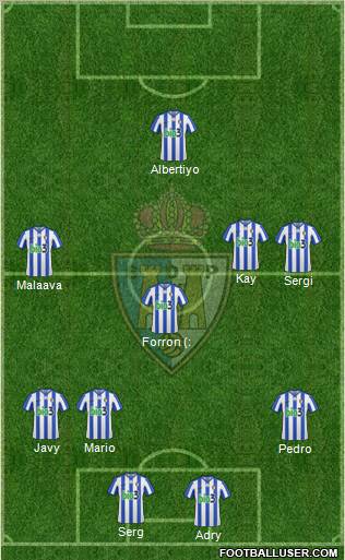 S.D. Ponferradina 3-4-1-2 football formation