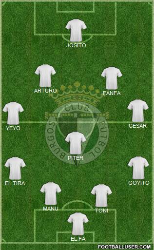 Burgos C.F., S.A.D. 4-3-2-1 football formation