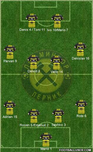 Minyor (Pernik) 4-4-2 football formation