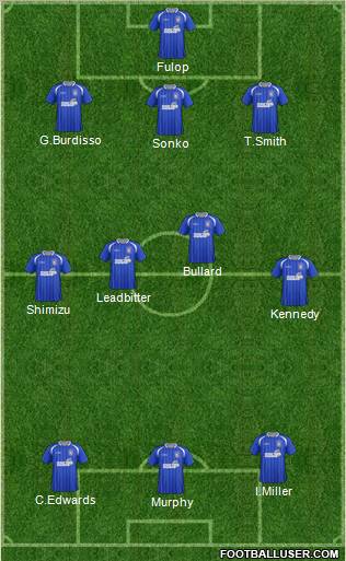 Ipswich Town 3-4-3 football formation