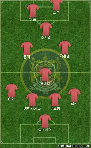 Daejeon Citizen 4-1-3-2 football formation