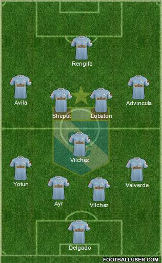 C Sporting Cristal S.A. 4-1-4-1 football formation