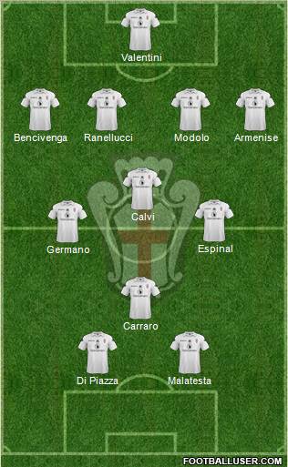 Pro Vercelli 4-3-1-2 football formation