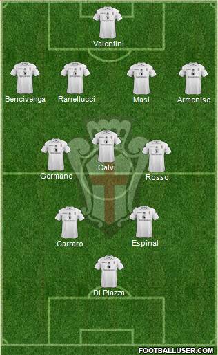 Pro Vercelli 4-3-2-1 football formation