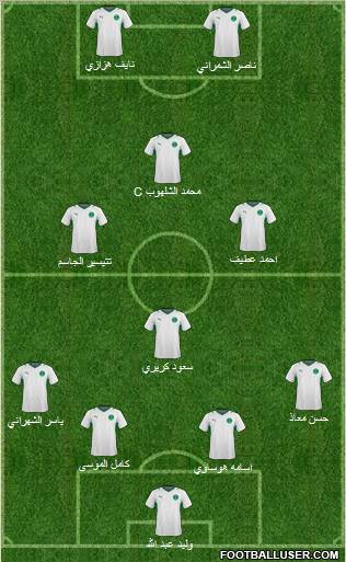 Saudi Arabia 4-3-1-2 football formation