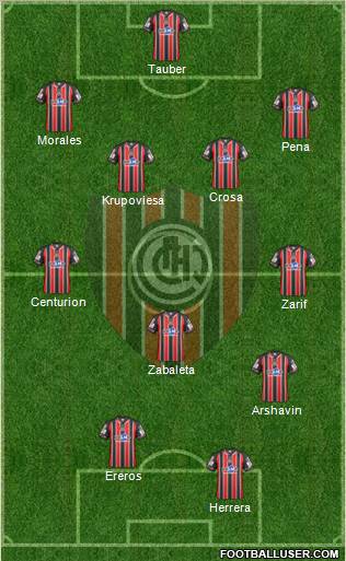 Chacarita Juniors 4-3-2-1 football formation