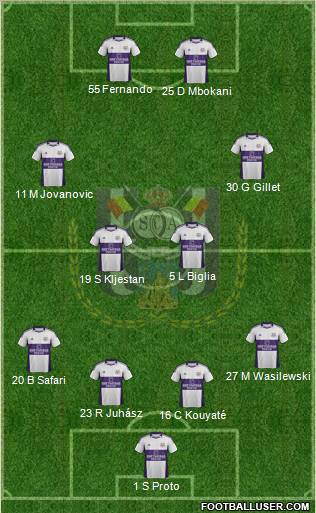 RSC Anderlecht 4-4-2 football formation