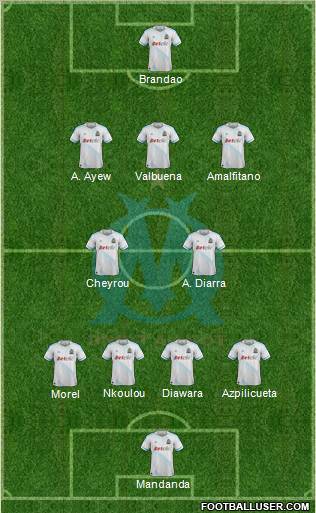 Olympique de Marsella la formación 4-2-3-1 de fútbol