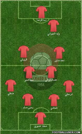 Al-Ra'eed 4-4-2 football formation