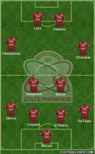 SV Zulte Waregem 4-2-2-2 football formation