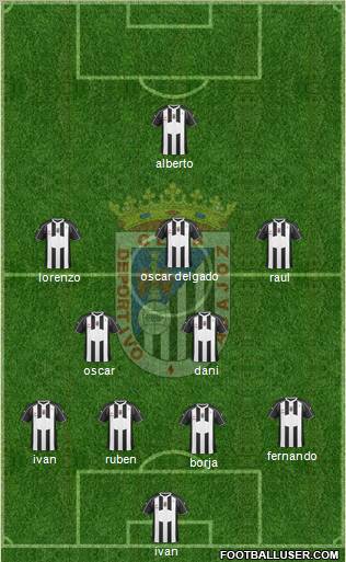 C.D. Badajoz S.A.D. 4-3-2-1 football formation