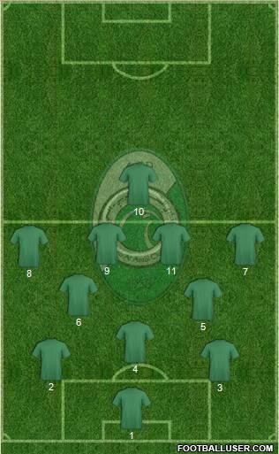 Al-Shabab (UAE) 5-4-1 football formation