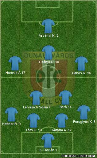 Dunaújváros FC 4-2-3-1 football formation