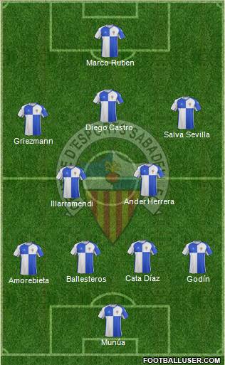 C.E. Sabadell 4-5-1 football formation