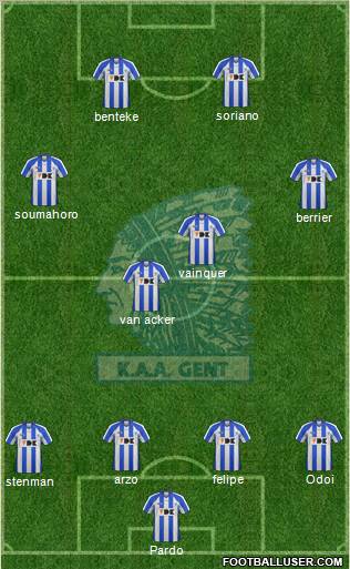 KAA Gent 4-1-3-2 football formation