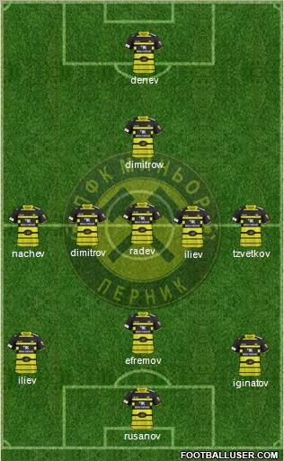 Minyor (Pernik) 3-5-1-1 football formation