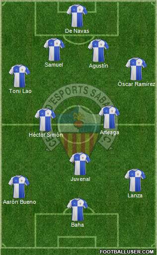 C.E. Sabadell 4-3-2-1 football formation