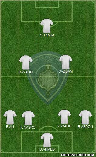 Widad Amel de Tlemcen 4-2-1-3 football formation