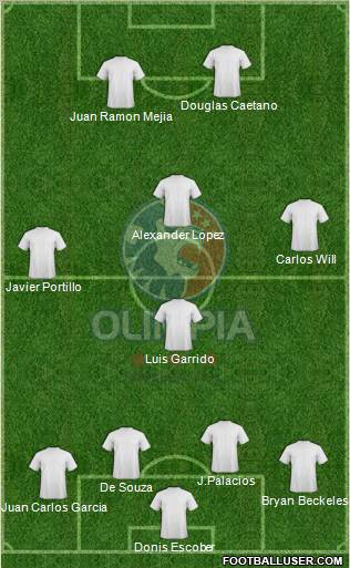 CD Olimpia 4-3-2-1 football formation
