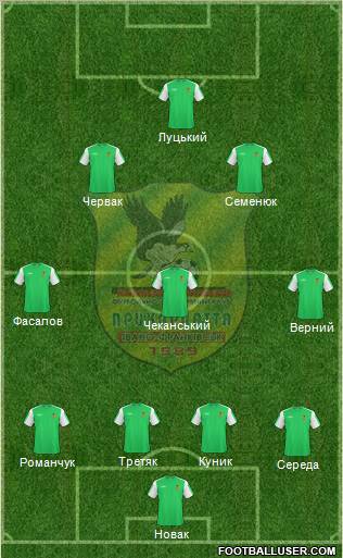 Prykarpattya Ivano-Frankivsk 4-3-2-1 football formation