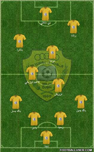 Al-Wasl 4-2-3-1 football formation