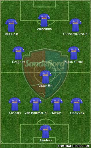 Sandefjord Fotball 4-1-2-3 football formation