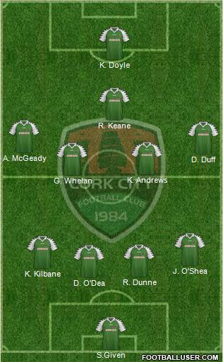 Cork City 4-4-1-1 football formation