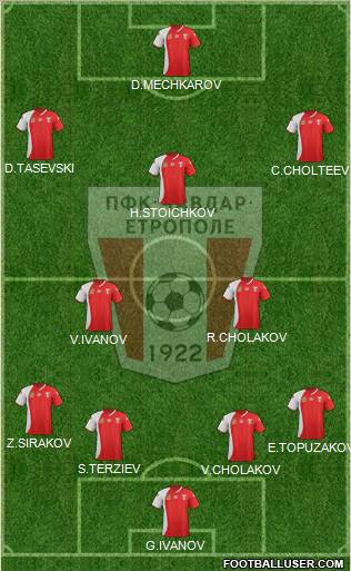Chavdar (Etropole) 4-2-3-1 football formation