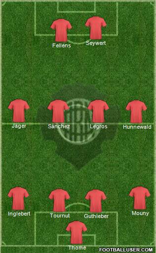 A Rio Negro C (RR) 4-4-2 football formation