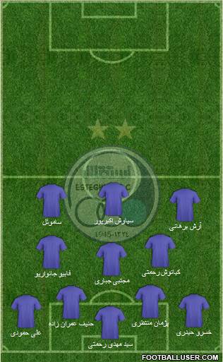 Esteghlal Tehran 4-3-3 football formation