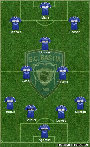 Sporting Club Bastia 4-2-1-3 football formation
