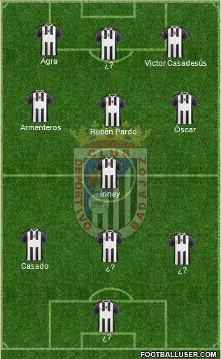 C.D. Badajoz S.A.D. 3-4-3 football formation