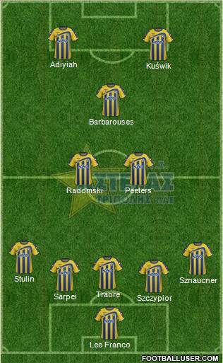 AGS Asteras Tripolis 4-5-1 football formation