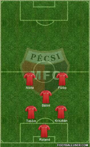 Pécsi Mecsek FC 5-4-1 football formation