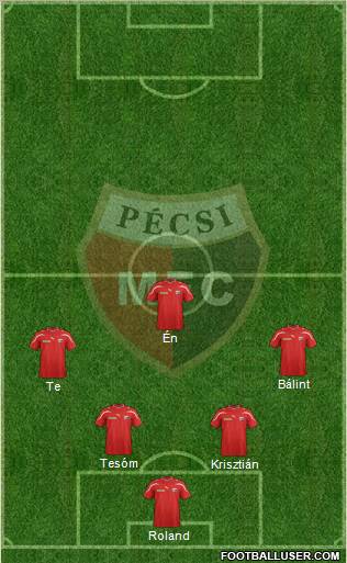 Pécsi Mecsek FC 5-4-1 football formation