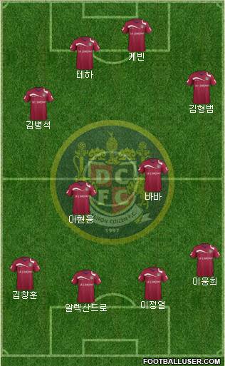 Daejeon Citizen 4-4-1-1 football formation