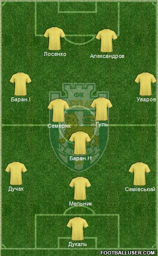 Karpaty Lviv 4-3-3 football formation