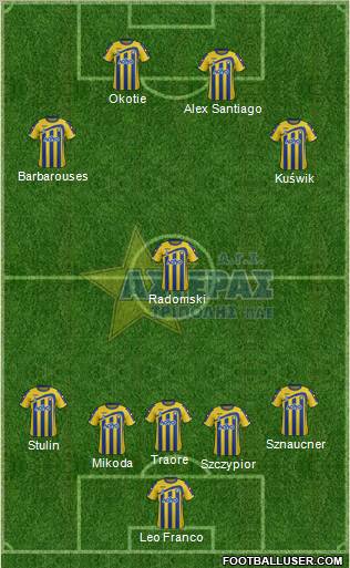 AGS Asteras Tripolis 5-4-1 football formation