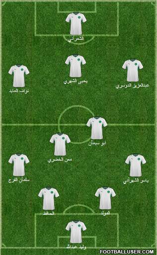 Saudi Arabia 4-4-1-1 football formation