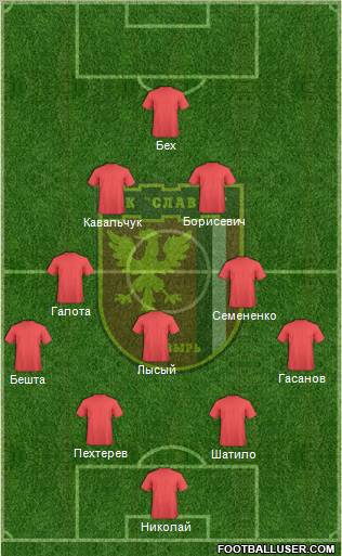 Slavia Mozyr 3-4-2-1 football formation