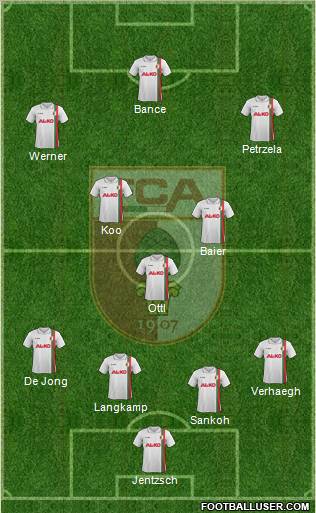 FC Augsburg 4-3-2-1 football formation