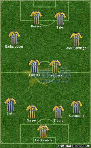 AGS Asteras Tripolis 4-2-2-2 football formation