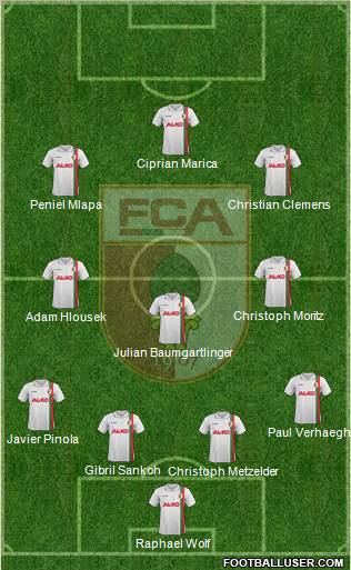 FC Augsburg 4-3-2-1 football formation