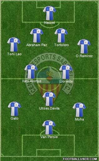 C.E. Sabadell 4-2-4 football formation